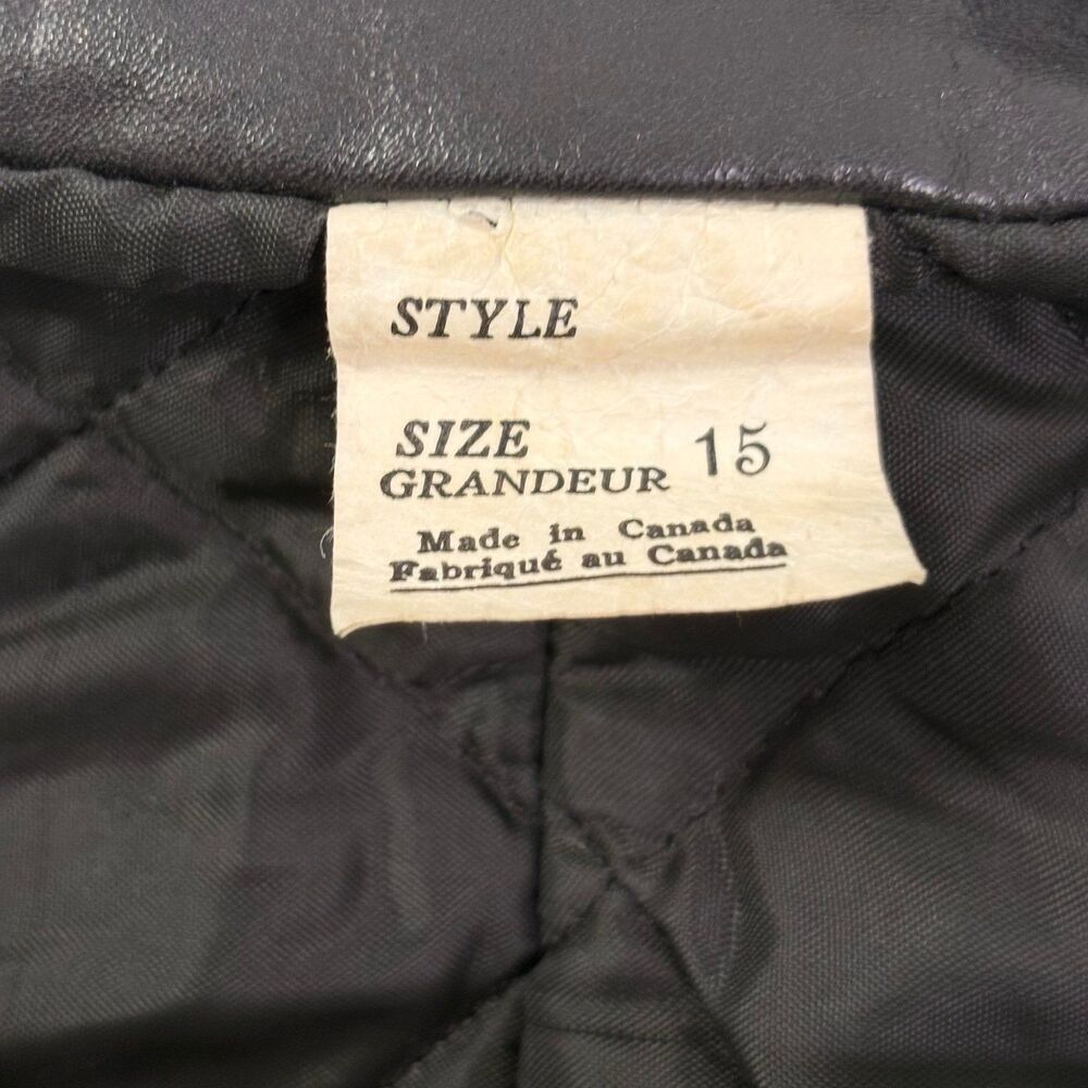 Vintage 70s Black Leather Motorcycle Jacket Sz 15 - Picture 9 of 12